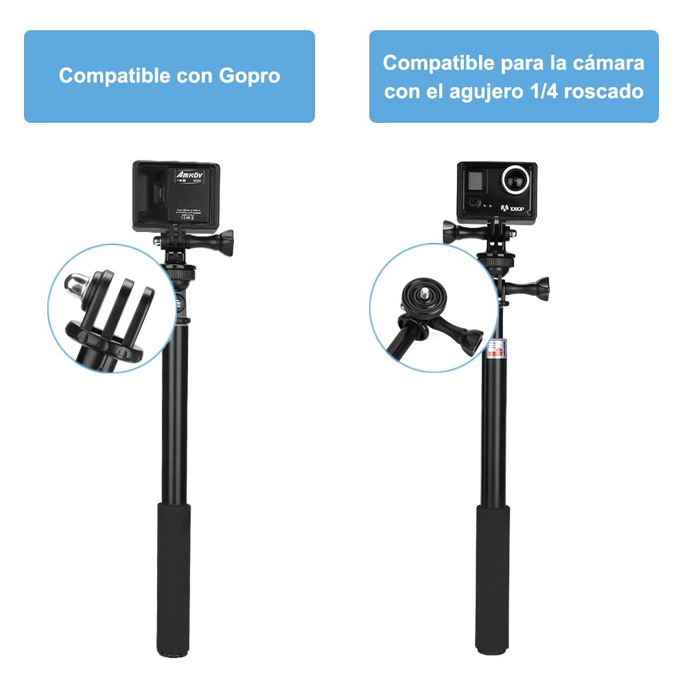 GHB Palo Selfie Gopro para Poste de extensión telescópica Gopro Palo con Polo Monopod para GoPro héroe 4/3 / 3/2 SJ4000 SJ5000 DV Cámara Sony Action CAM/Canon/Nikon etc.