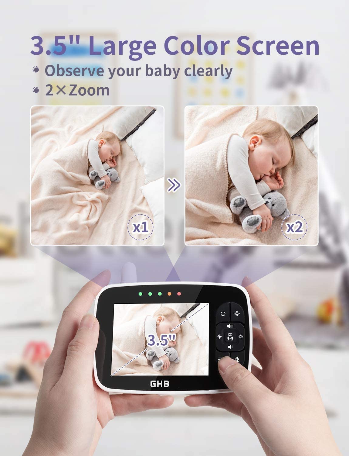 GHB Bébé Moniteur Babyphone Vidéo 32 Inches LCD Couleur Caméra