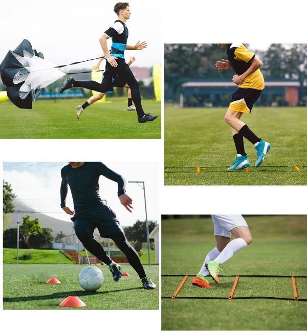 GHB Pro Agility Ladder Agility Training Ladder Speed 12 Rung 20ft with 10 Cones and Resistance Parachute GHB