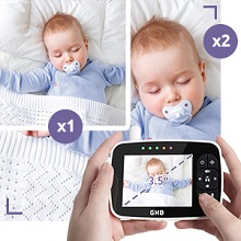 GHB Babyphone Caméra 5 Camera Bebe 1080P HD Rotation de 350° 4000 mAh  Lumière d'Emoticône Bébé Moniteur 2,4 GHz Capteur de Température Vision  Nocturne : : Bébé et Puériculture