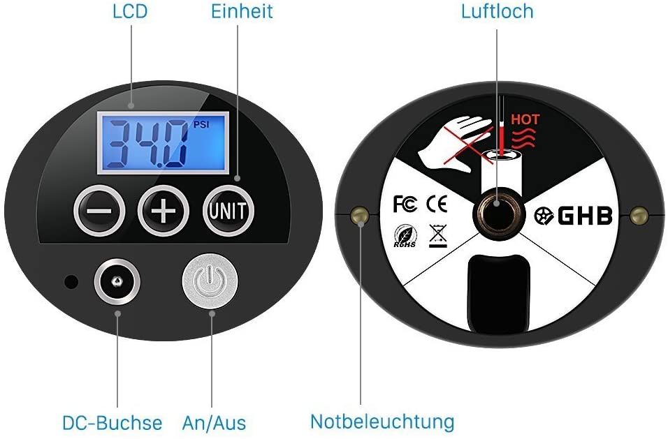 GHB Mini Auto-Luftpumpe Elektrischer Luftverdichter für Fahrrad