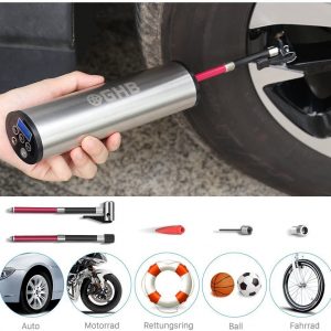 GHB Mini Auto-Luftpumpe Elektrischer Luftverdichter für Fahrrad Ball Ballon 150 PSI Portabel Aufladbar mit LCD-Display (Verpackung MEHRWEG)